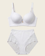 High Profile Bra + Stripe Undetectable Panty in White