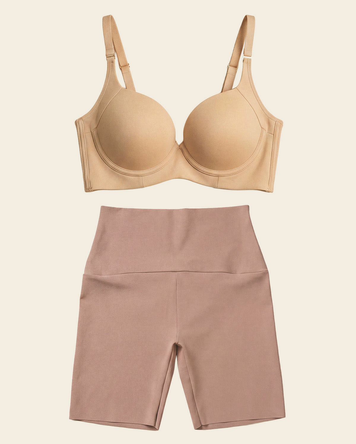 High Profile Bra & PowerStay Short in Golden Beige and Brown