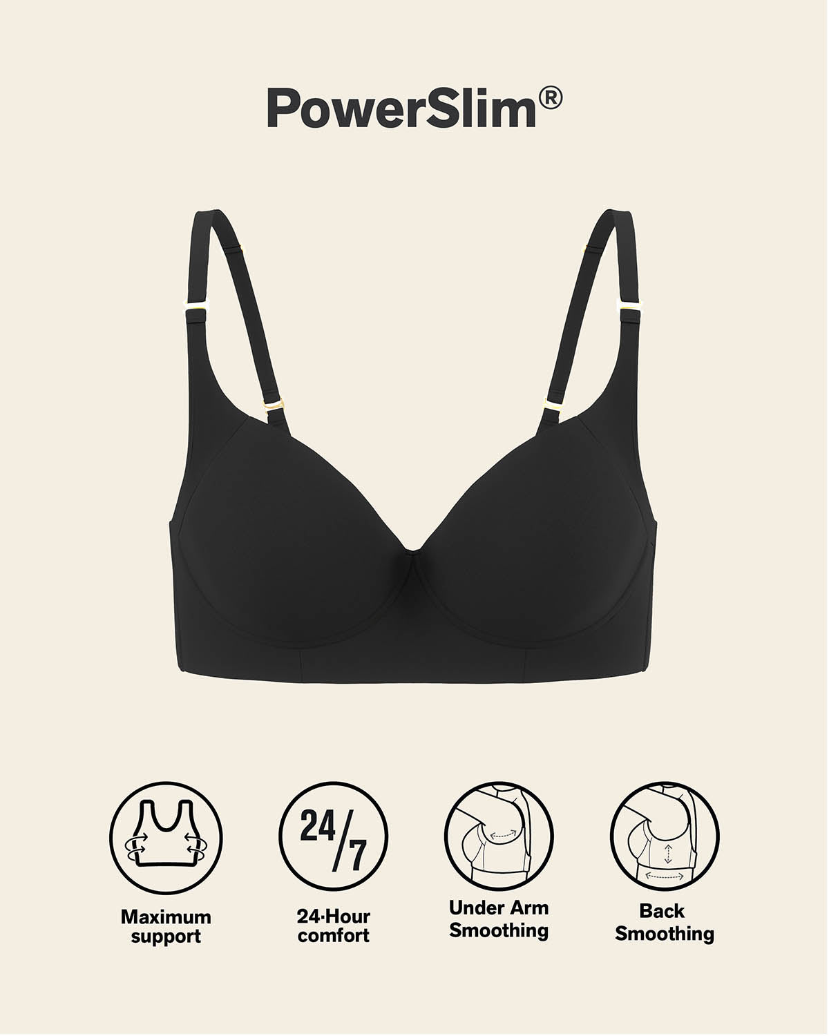 High Profile Bra & PowerStay Short in Black