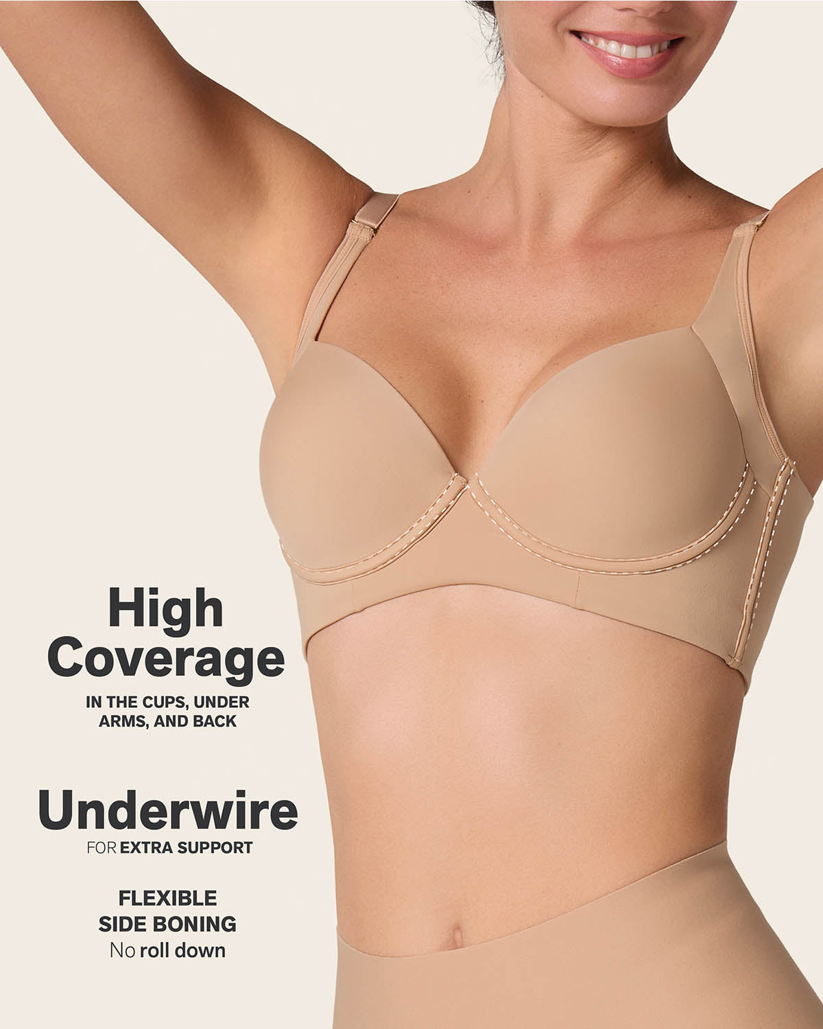 High Profile Bra & PowerStay Short in Golden Beige and Brown
