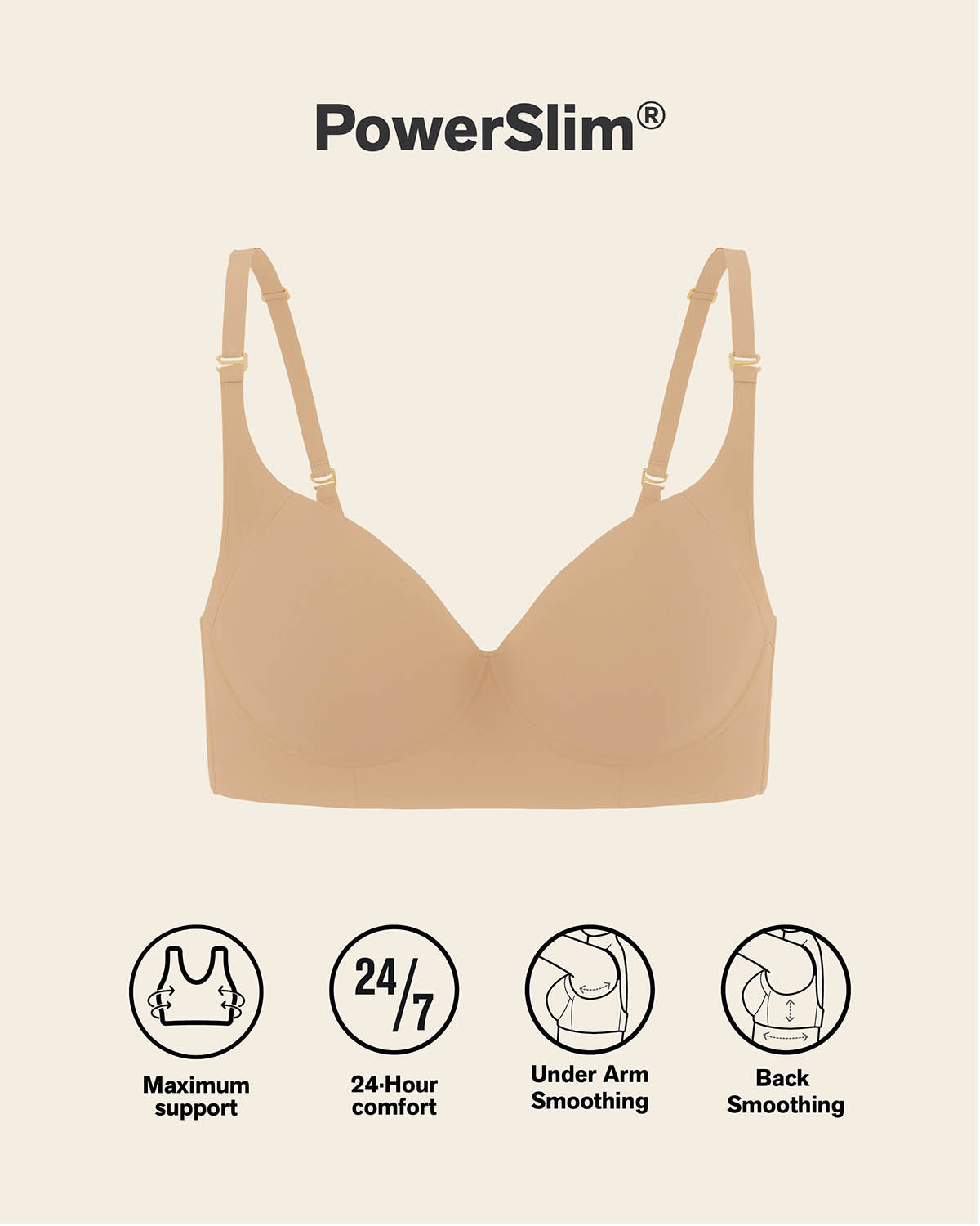 High Profile Bra & PowerStay Short in Golden Beige and Brown
