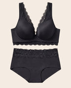 Lace Profile Bra & Ultra Light Lace Panty in Black