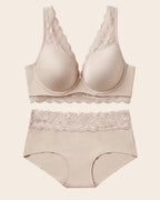 Lace Profile Bra & Ultra Light Lace Panty in Nude
