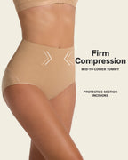 3-Pack Firm Compression Postpartum Panties with Adjustable Belly Wrap
