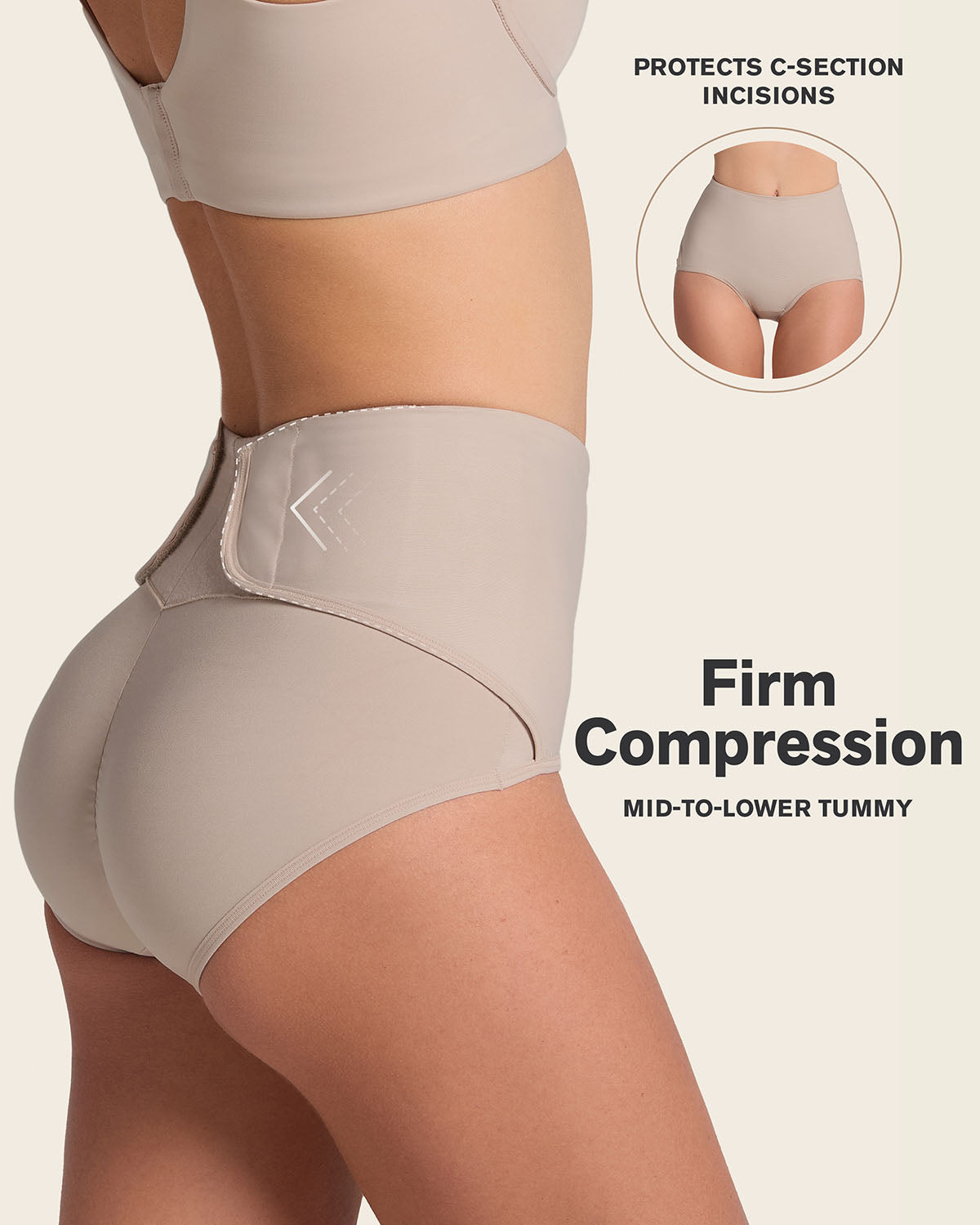 2-Pack Firm Compression Postpartum Panties with Adjustable Belly Wrap