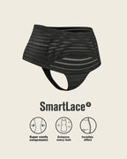 Slimming Lace Stripe High-Waisted Thong Panty