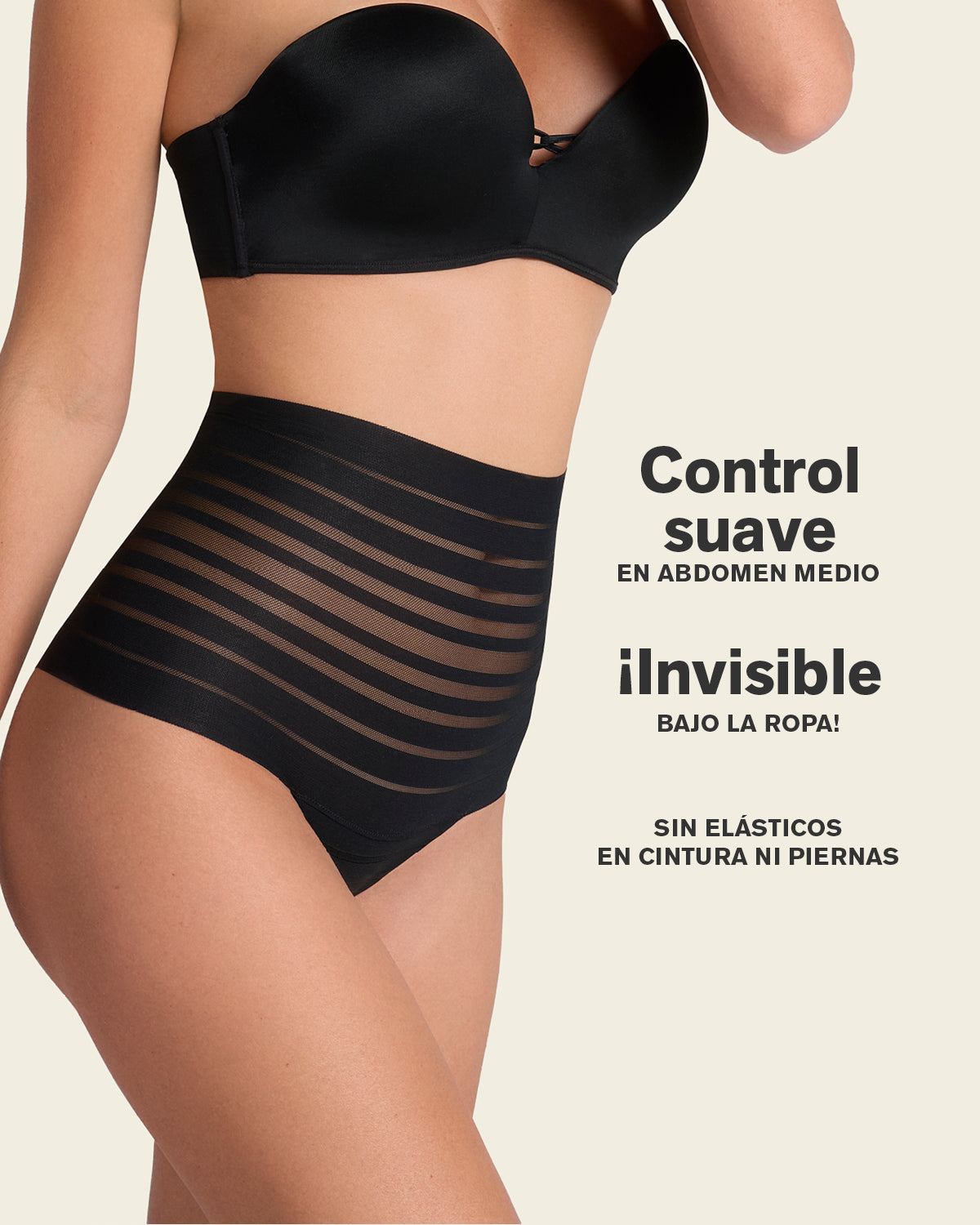 Slimming Lace Stripe High-Waisted Thong Panty