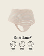 Slimming Lace Stripe High-Waisted Thong Panty