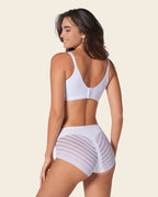 High Profile Bra + Stripe Undetectable Panty in White