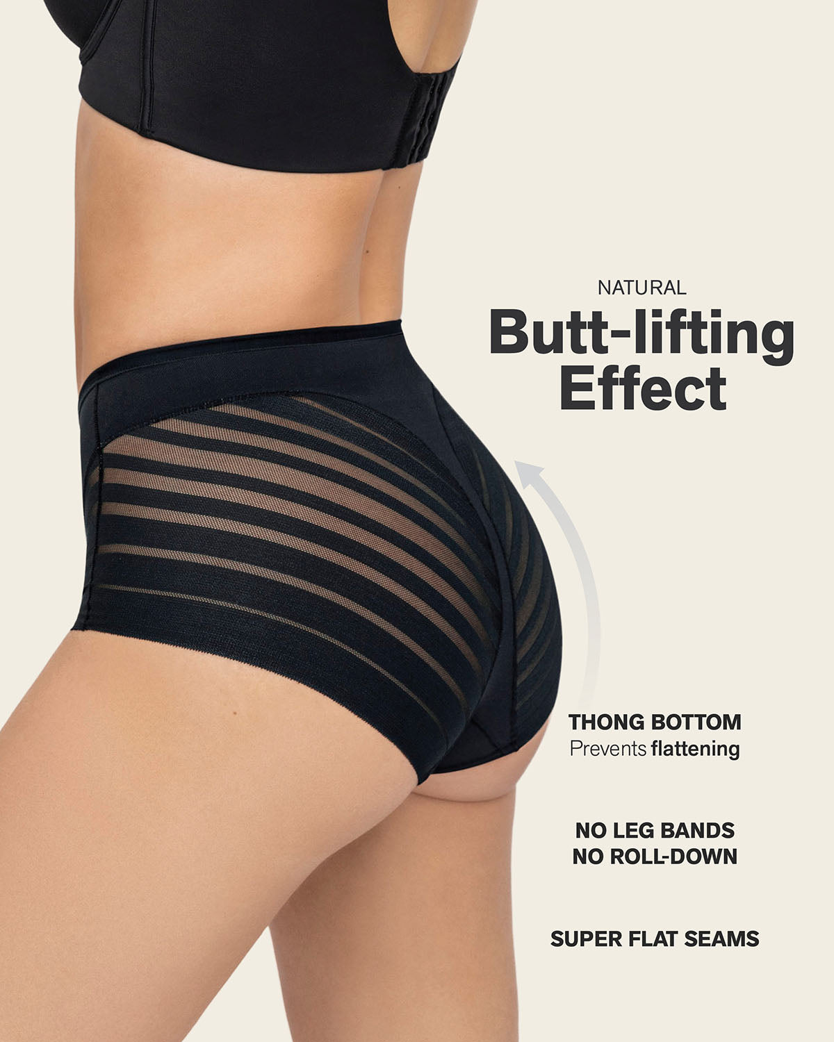 Everyday Bra + Stripe Undetectable Shaper Panty in Black