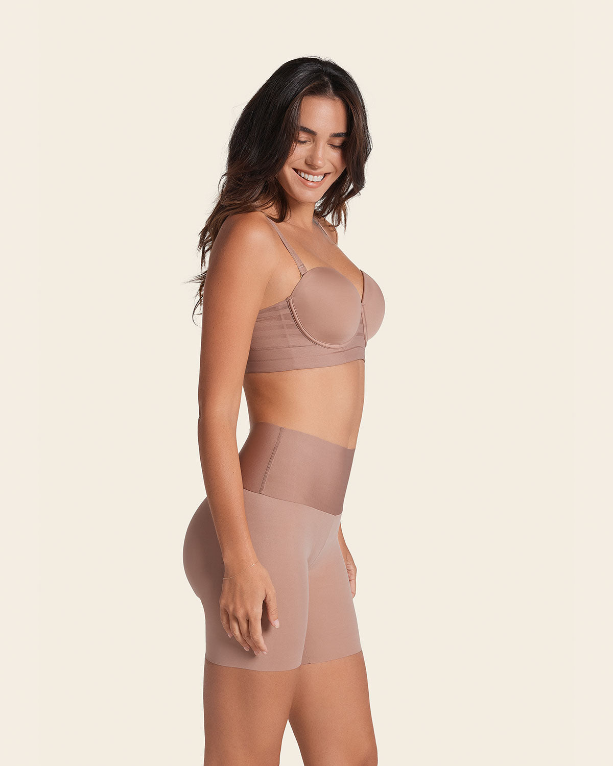 High Profile Bra & PowerStay Short in Golden Beige and Brown