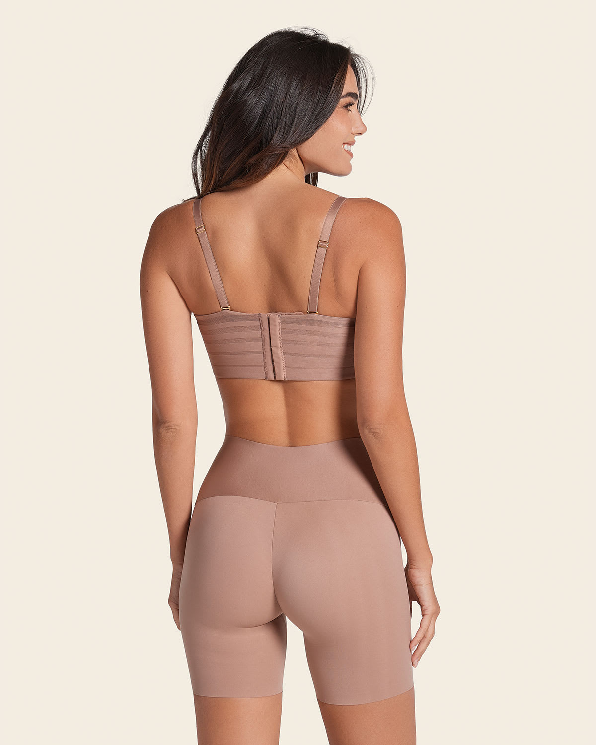 High Profile Bra & PowerStay Short in Golden Beige and Brown