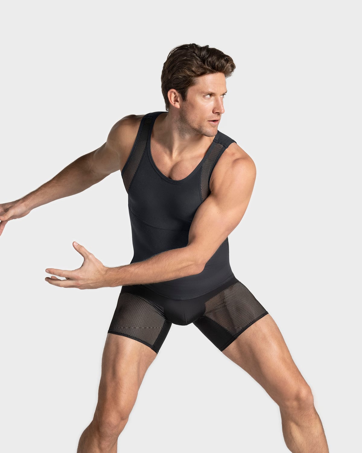 4-Pack of Stretch Cotton Moderate Compression Shaper Tanks with Mesh Cutouts