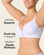 Memory Foam Push-Up Underwire Bustier Bra with Strappy Front