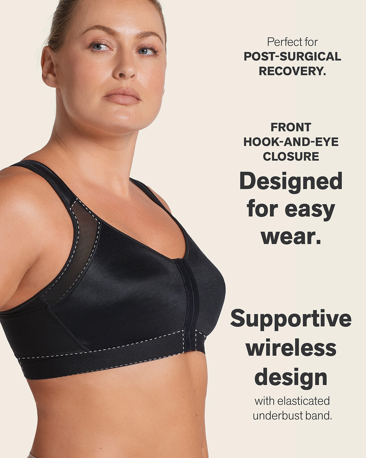 Post-Surgical Wireless Bra with Front Closure